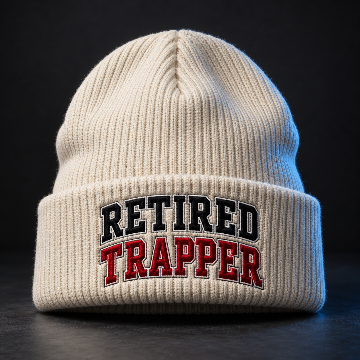 Retired Trapper Beanie shirt mockup